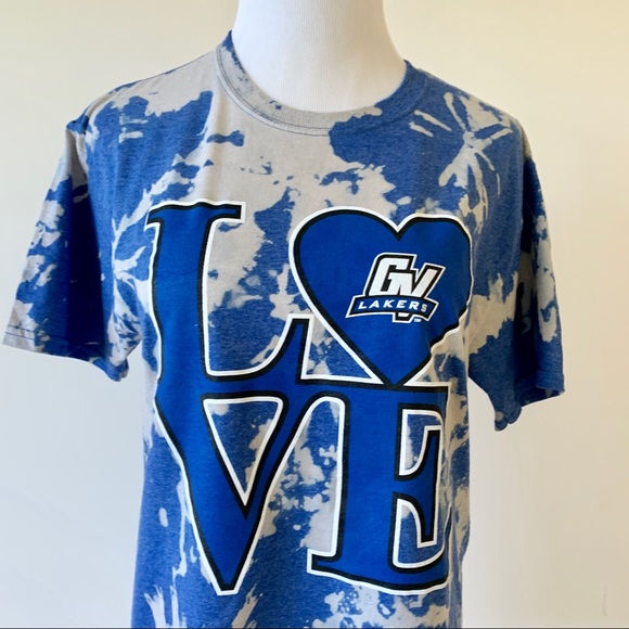 Custom Bleach tie-dyed GVSU college T-shirt size M - Picture 2 of 7